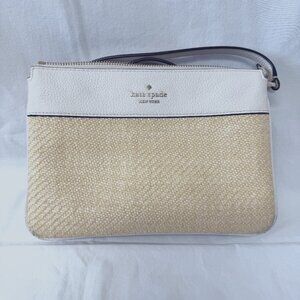 Kate Spade White and Straw Crossbody Purse